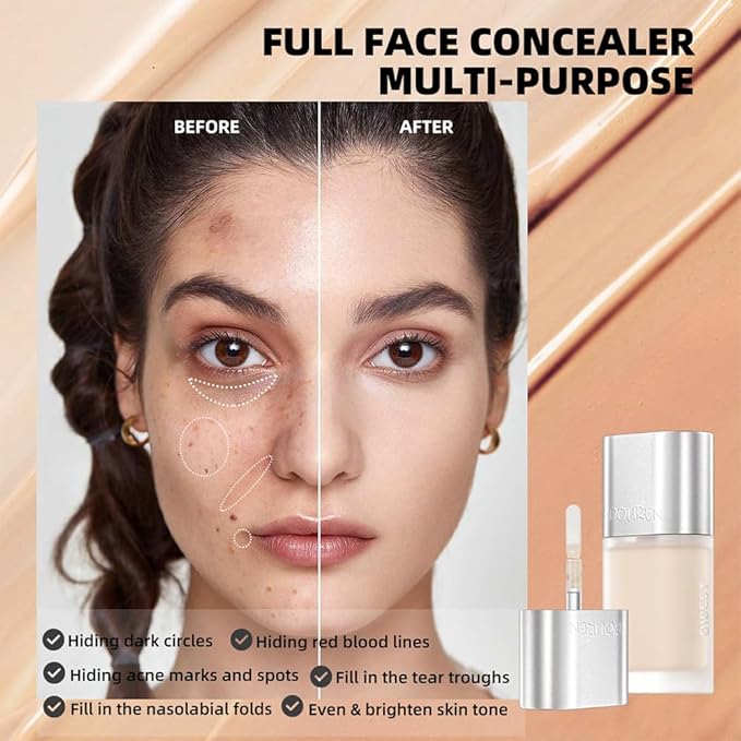AKARY Moisturizing Precision Concealer, Lightweight & Breathable Cover-up Cream Moist Concealer, Cover Dark Circles Multi-Use Camouflage Cream, Creamy Texture Full Coverage Conceals(04#Natural Color)