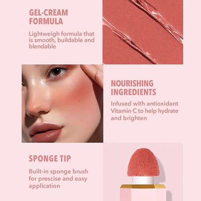 Liquid Blush Makeup, Cream Blush for Cheeks, Waterproof Long Lasting Blush Face Makeup Blush Beauty Wand for Cheeks & Lip Tint Natural Cream Blusher Makeup for All Skin Tones(#02 Rose Ritual)