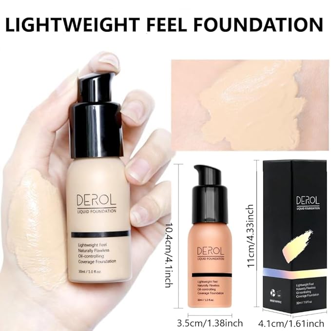 Foundation Full Coverage Liquid Foundation Cream - Lightweight Concealer - Suitable for All Skin Types (ivory white 02)