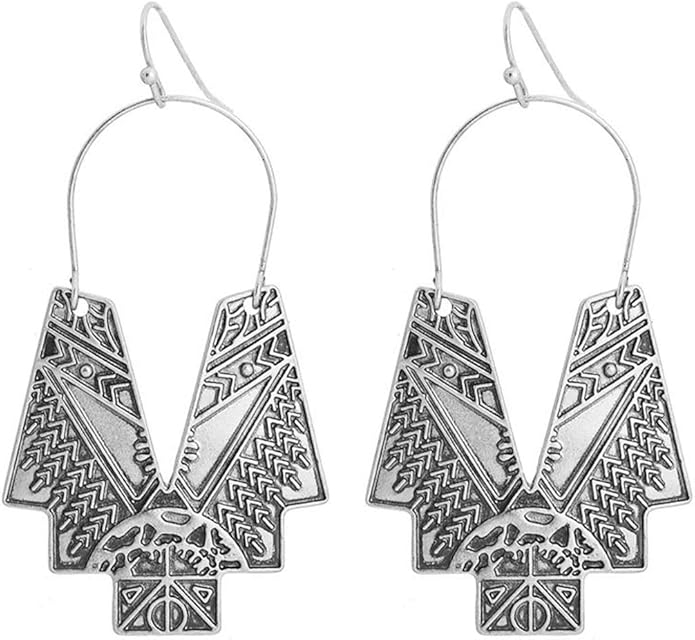 Zealmer Gold Geometric Earrings Statement Vintage Boho Ethnic Earrings Hollow Out Fan Shape Dangle Drop Earrings for Women Birthday Christmas Valentines Day Gift