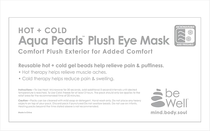HOT +Cold Aqua Pearls Plush Eye Mask with Soft Plush Backing and Fully Adjustable Strap, Bonus Mini Round pad-2PACKS(Orange, Eye Mask+ Mini Round Pad)