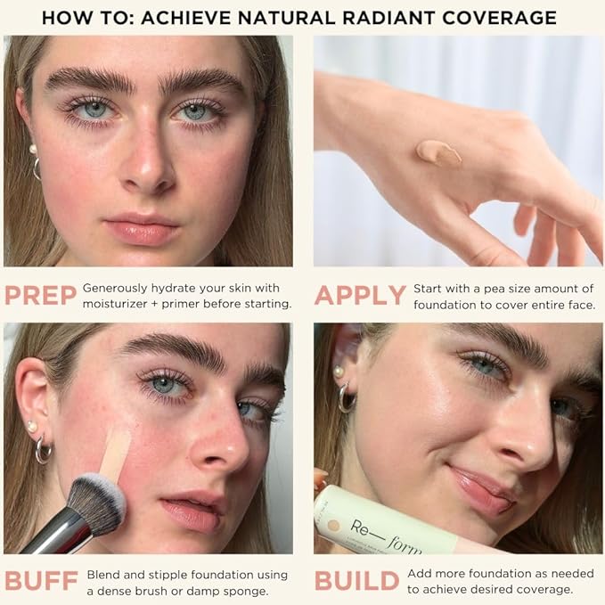 HALEYS Re-form Luminous Skin Foundation, VEGAN + CRUELTY-FREE, Blurs, Conceals, Blendable, Buildable Med-to-Full Coverage, Weightless, Oil-free, All-Day Wear, Hyaluronic Acid, All skin types (7.0)