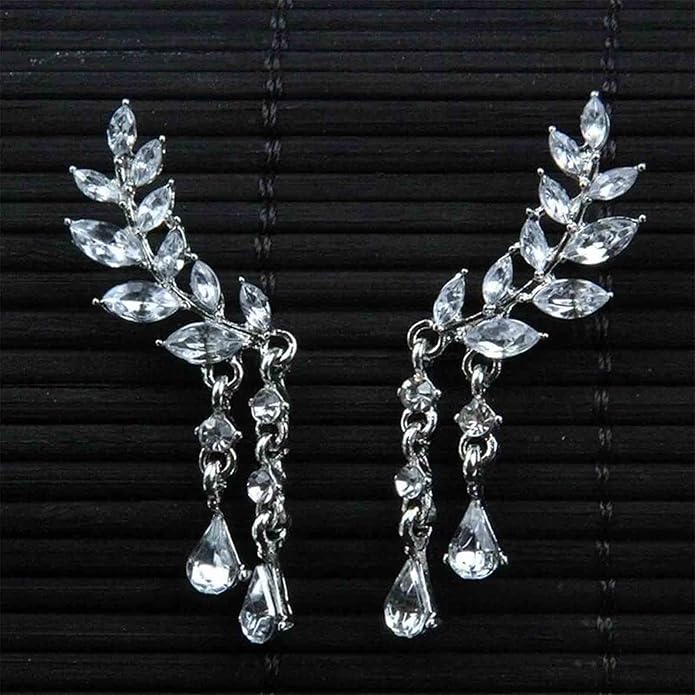Boho Rhinestone Ear Crawler Earrings Gold Crystal Wing Ear Climber Earrings Angel Wing Crystal Dangle Earrings Cz Wing Studs Earrings Jewelry for Women and Girls
