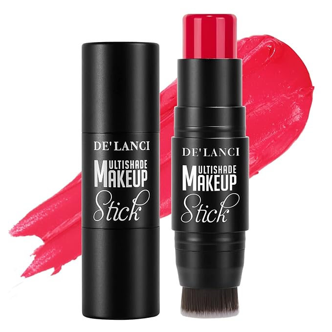 Creamy Blush Stick With Brush for Mature Skin/Lip/Eyes,Lightweight Luxuriously Blendable Rose Color Matte Multi Blush Stick for All Ages, Long Lasting Waterproof Cream Blush for Cheeks/Face #2