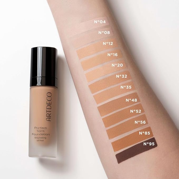 ARTDECO Perfect Teint Foundation - Neutral Deep Truffle - Lightweight Liquid Formula - Medium-Full Coverage - Without Mask-Like Effect - Conceals Imperfections - Vegan Makeup - Hyaluron - 0.67 Fl Oz