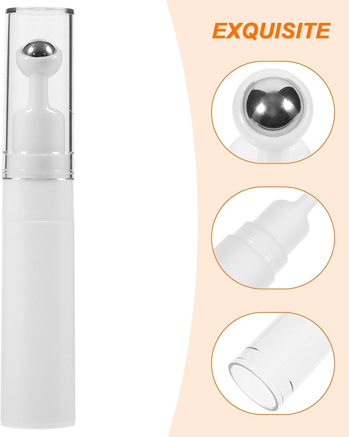 balacoo Creami Buttercream Essential Oil Eye Creams Refillable Cream Bottle Empty Roller Ball Applicator Eye Cream Applicator White Portable Acrylic Dispensing Bottle Travel