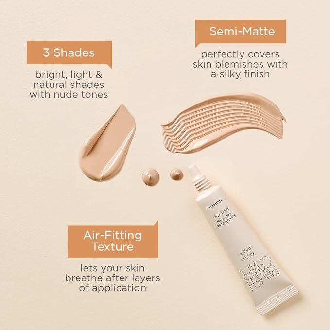 Hanskin New Blemish Cover Full Coverage Concealer, Under Eye Brightener, Conceal & Brighten Dark Circles, Semi Matte Creamy Formula, Flawless Finish, Korean Makeup [Bright/12g]