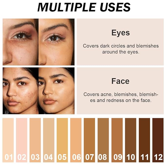 Kaely Cream Pot Concealer Full Coverage Set,Conceal Brighten Dark Circles,under Eye Brightener Color Correcting Concealer,Waterproof Foundation Palette with Brush,corrector de ojeras,Vegan Makeup,07