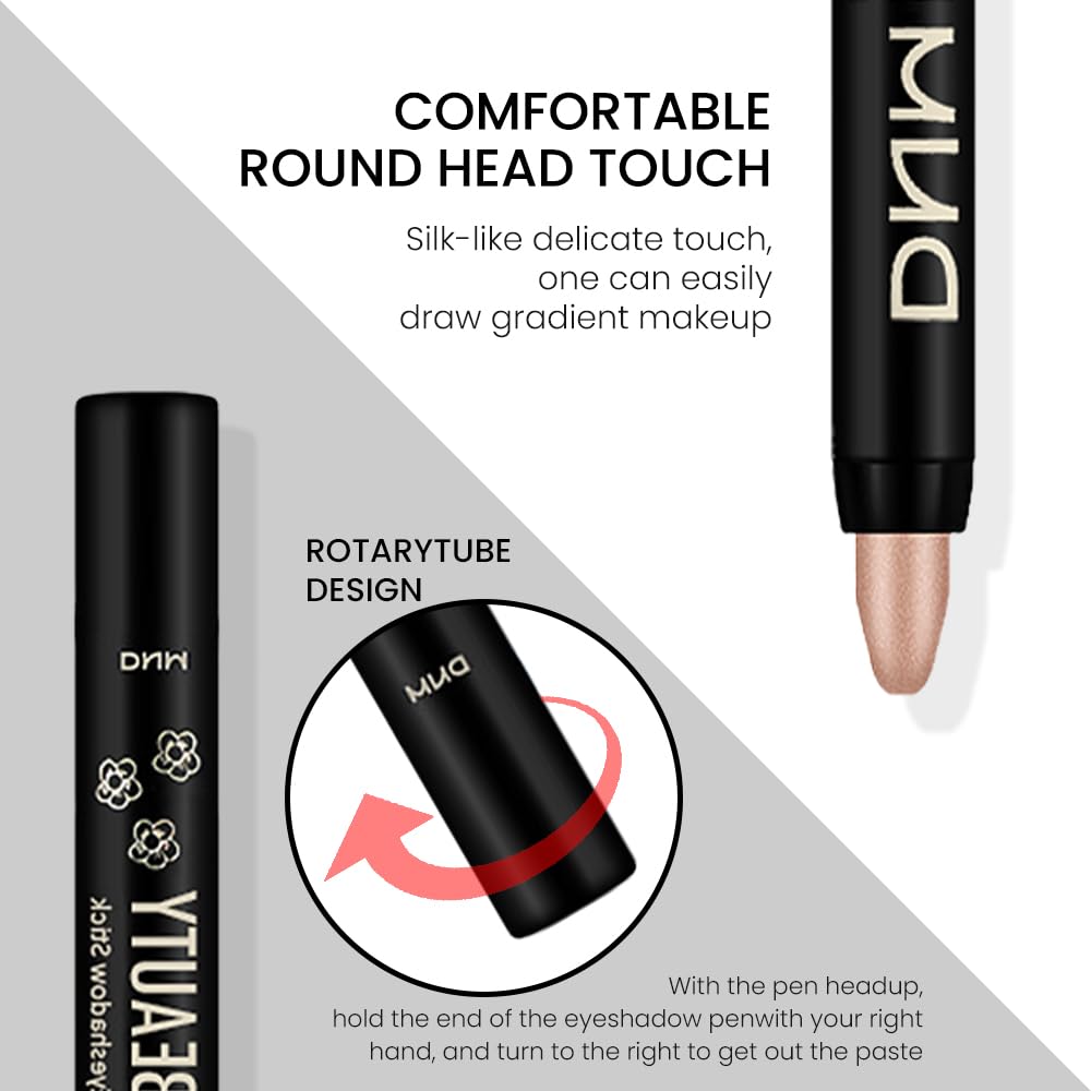 evpct Sand Shimmer Cream Eye Shadow Brightener Sticks Set for Eyes, Sand Matte Pencil Eye shadow Applicator Stick Pen Palette Makeup Waterproof sombras en crema para ojos 25#