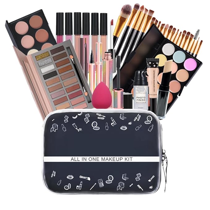 Makeup Sets For Teens,Makeup Sets For Girl Gift,Makeup kit For Women Full Kit Eyeshadow Eyeliner Foundation Concealer Lipgloss Brush Primer Face Powder Lipstick Palette
