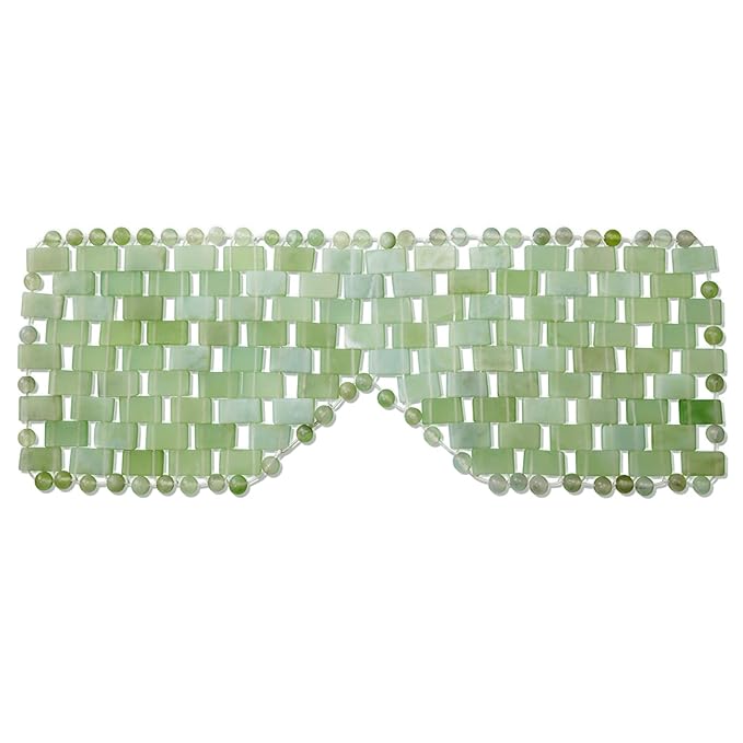 Jade Eye Mask 100% Natural Real Jade Stone Reusable Eye Mask for Hot & Cold Anti Aging，Headache and Migraine Relief Jade Mask for Women Men
