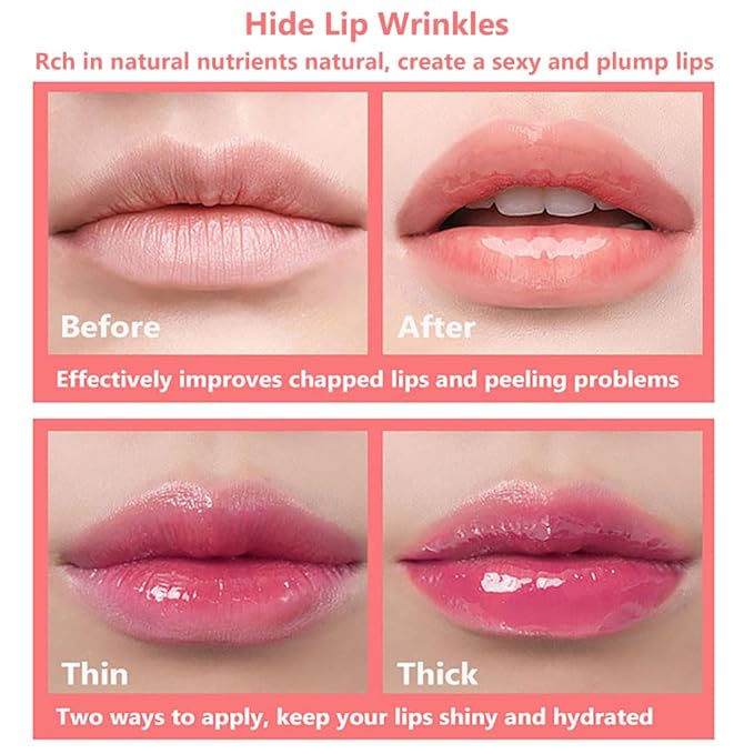 Plumping Lip Oil, Moisturizing Lip Glow Oil, Long Lasting Nourishing Lip Gloss Lip Balm, Non-sticky Transparent Toot Lip Oil Tinted for Lip Care and Dry Lip - Rosewood