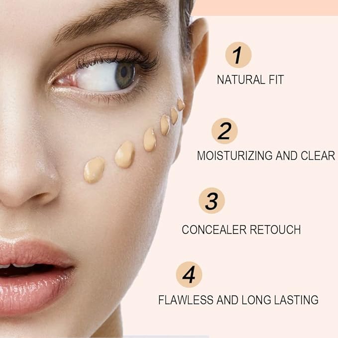 2 Pack Liquid Foundation Cream for Face Makeup,Durable Full Coverage Matte Concealer Make Up,Oil Control & Waterproof Base Primer -1+1 Fl.Oz-BEIGE 6#