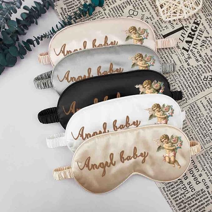 Custom Eye Mask,Add Your Image Text Personalized Sleep Shade Soft Blindfold Eyemask Blackout Eye Cover with Adjustable Strap for Full Night's Sleep,Travel and Nap White