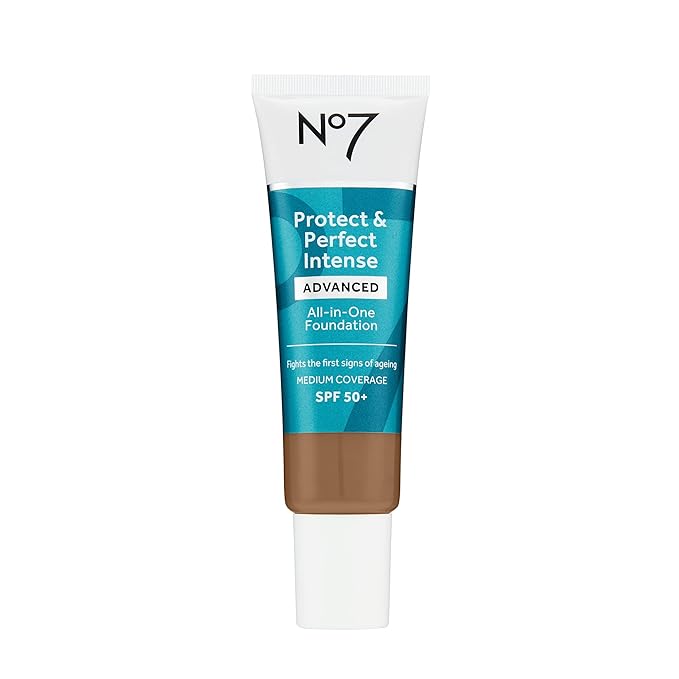 No7 Protect & Perfect Advanced All in One Foundation - Deeply Bronze - Age Defying Foundation Makeup with SPF 50 for Women - Makeup Base Cream Helps to Reduces Redness & Blurs Visible Pores (30ml)