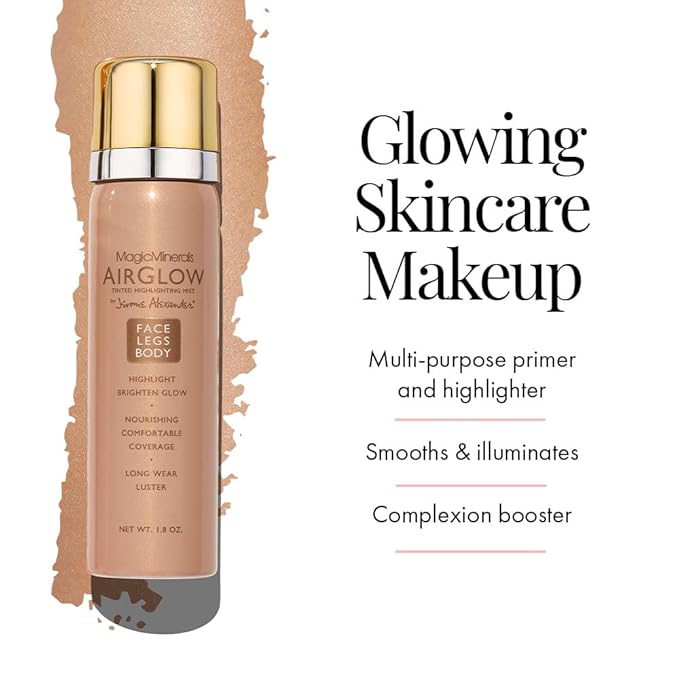 Jerome Alexander MagicMinerals AirGlow Tinted Highlighting Night Mist, Illuminating Airbrush Tinted Moisturizer Spray | 2PC | Champagne Glow