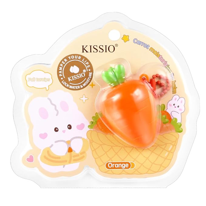 KISSIO Lip Balm,Carrot Lip Balm,Lip Care with B5 Panthenol,Macadamia Seed Oil and Olive Oil,Moisturize and Soothe Dry Chapped Lips,Make Lips Soft,Cruelty Free,0.12 oz(03#Carrot)