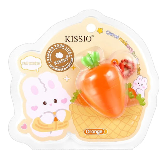 KISSIO Lip Balm,Carrot Lip Balm,Lip Care with B5 Panthenol,Macadamia Seed Oil and Olive Oil,Moisturize and Soothe Dry Chapped Lips,Make Lips Soft,Cruelty Free,0.12 oz(03#Carrot)