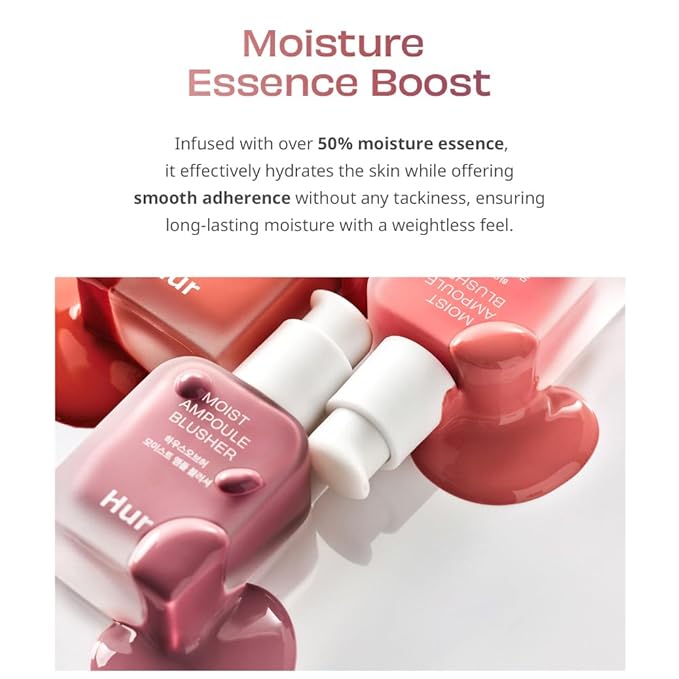Moist Ampoule Blusher, Buildable Water-based Formula, Infused with over 50% moisture essence, no tackiness, long-lasting moisture, weightless feel (04 Lavender Flush, 20ml)