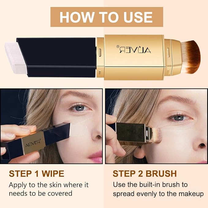 2 IN 1 Design Foundation & Brush, Face Makeup Foundation, Portable Makeup Concealers, Color Changing Foundation, Concealer Cover Concealer
