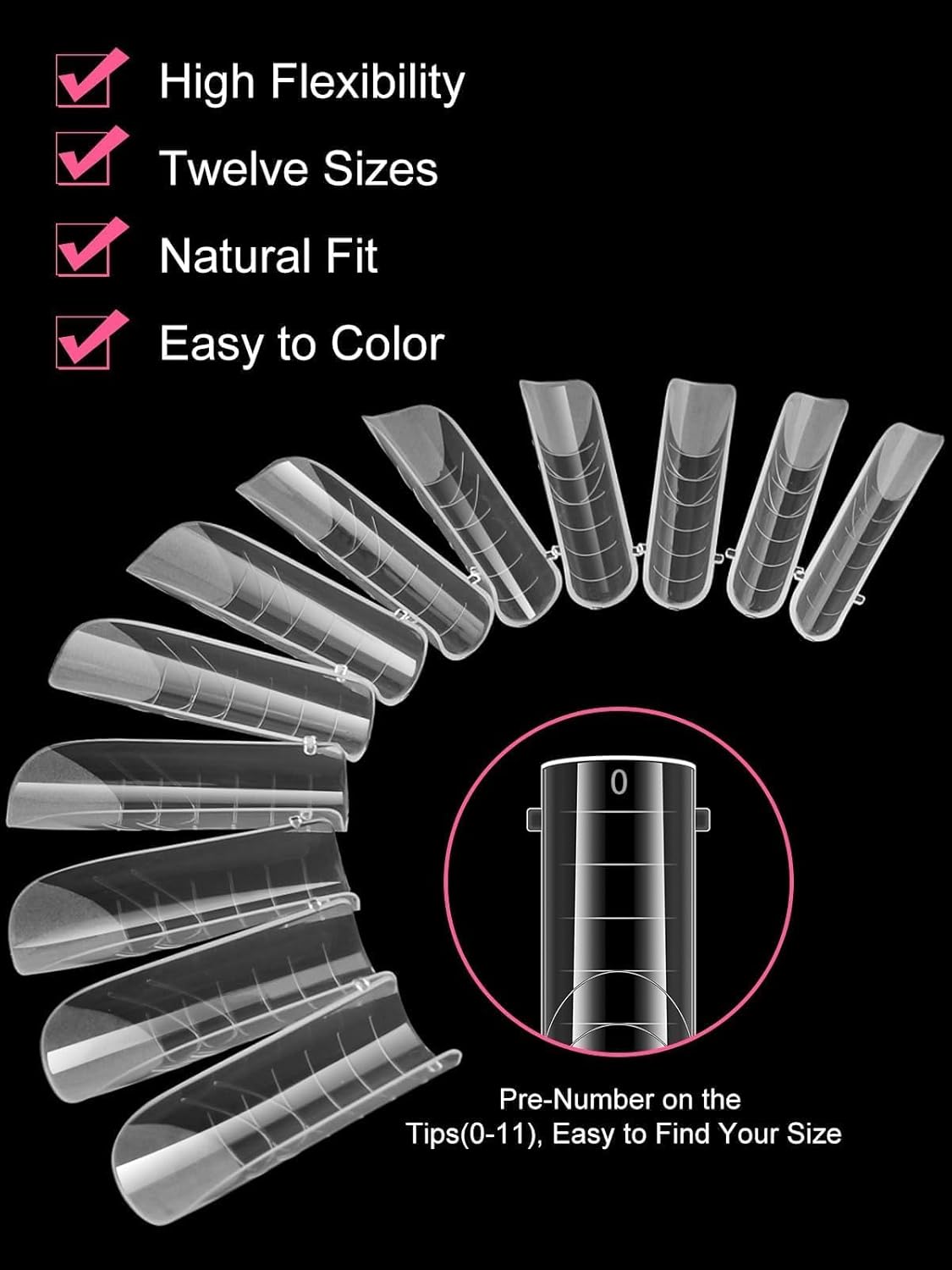 EBANKU 120Pcs Matte Dual Nail Forms, Clear Poly Gel Nail Molds Square Full Cover Coffin Nail Tips Extension Forms 12 Sizes for Gel Manicure Nail Art Design Salon&DIY