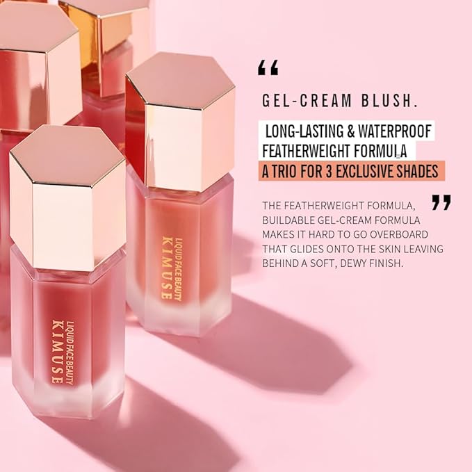 KIMUSE Soft Cream Blush Makeup, Liquid Blush for Cheeks, Weightless, Long-Wearing, Smudge Proof, Natural-Looking, Dewy Finish