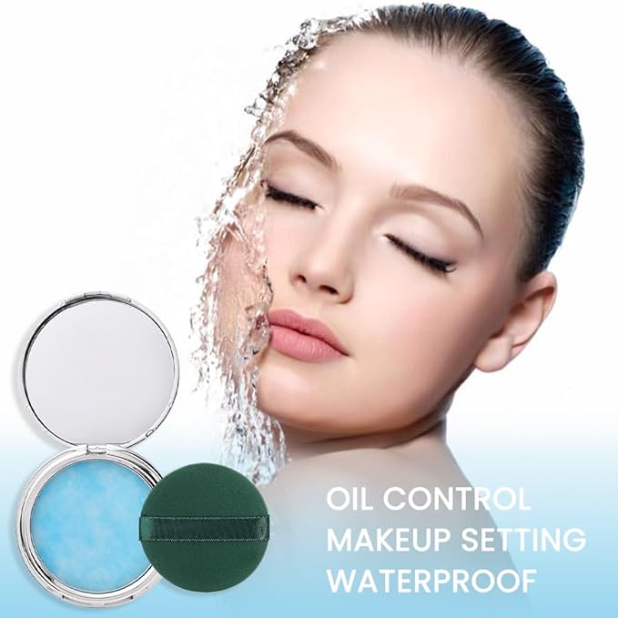 Oil-Controlled Matte Finish Powder: Silky, Skin-Adhering, Natural, Long-lasting, and Dimensional Pressed Powder Compact with Mini Powder Puff for Long-Lasting Makeup