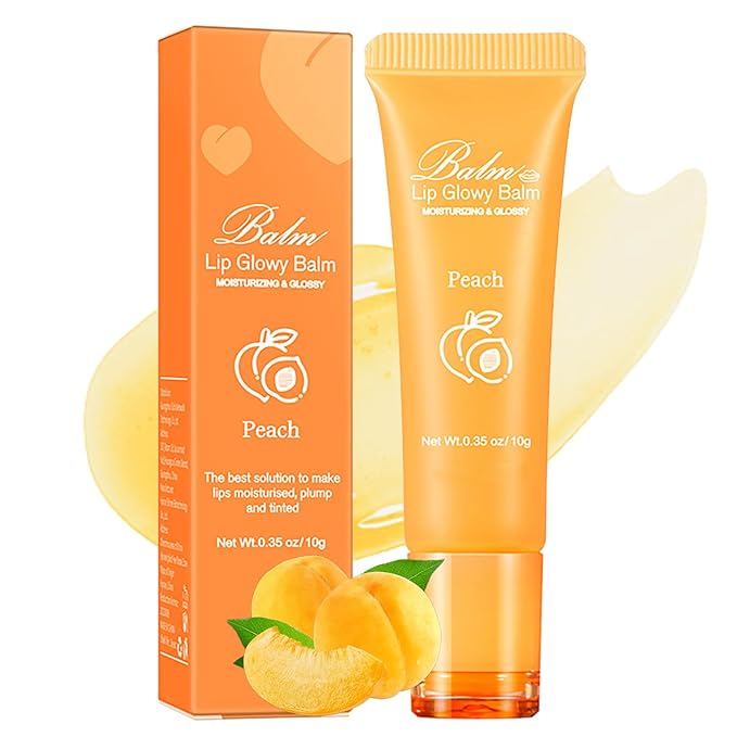 Lip Glowy Balm Hydrating Sleeping Lip Mask, Shine Glossy Finish Lip Oil - Reduce Lip Lines, Enhance Lip Color, Moisturizing & Plump Dry Chapped Lips Care Non-Sticky Lip Balm (#1 Peach)