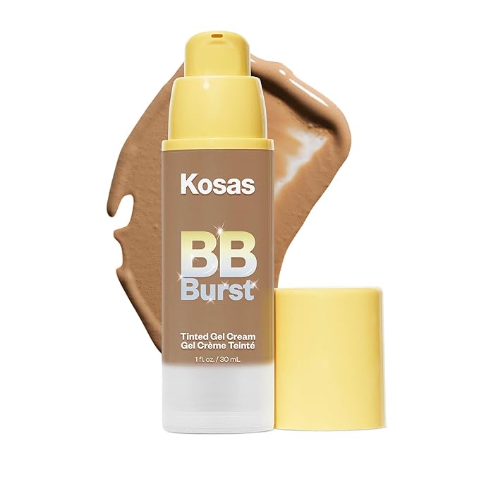 Kosas BB Burst Tinted Face Gel Cream - Supports Healthy Collagen, Smoothes Skin, Hydrates & Moisturizes - Lightweight Buildable Coverage - Medium Deep Warm 34, (1 Oz/30 ML)