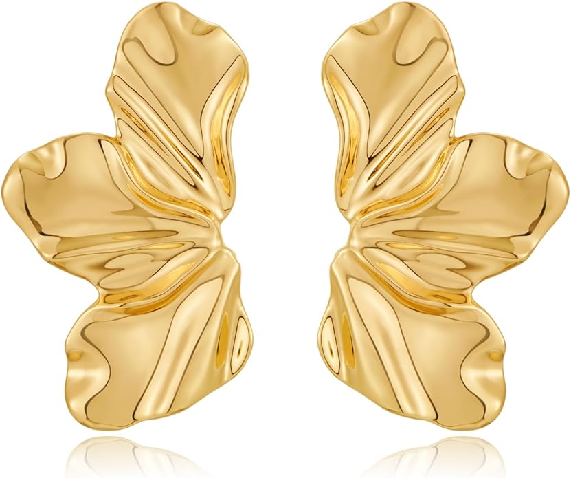 CLASSYZINT Gold/White/Red/Black Flower Stud Earrings For Women