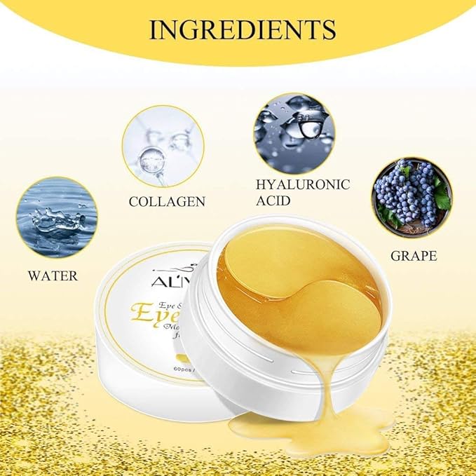 30 Pairs Under Eye Treatment Patches,24k Gold Under Eye Mask for Wrinkles,Puffy Eyes & Bags,Dark Circles,Under Eye Gel Pads,Eye Mask with Hyaluronic Acid