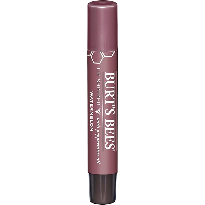 Burt's Bees Shimmer Lip Tint Easter Basket Stuffers, Tinted Lip Balm Stick, Moisturizing for All Day Hydration with Natural Origin Glowy Pigmented Finish & Buildable Color, Watermelon (4-Pack)