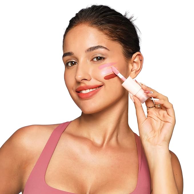 Liquid Cream Blush Stick Makeup for Cheeks | Build-in Brush - Application & Blending in One #L002 + #L003