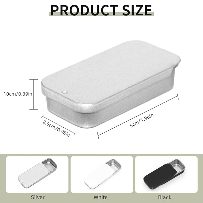 Lip Balm Tins Slide Top Tin Containers for Lip Balm Crafts Storage Kit - 0.25oz 3 Pack (WHITE)