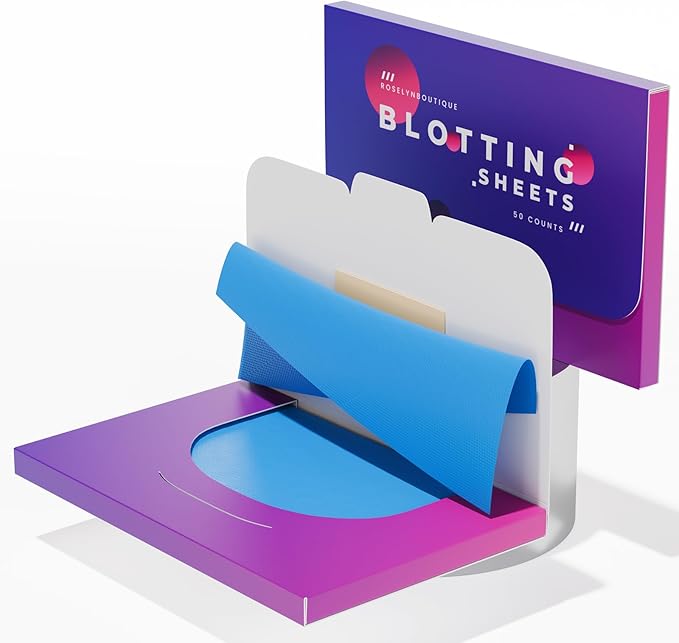 ROSELYNBOUTIQUE Oil Blotting Sheets for Face - Organic Premium Flexible Silky Blotting Sheets Instant Oil-Absorbing Remove Excess Oil & Shine Oil Control Films (50)