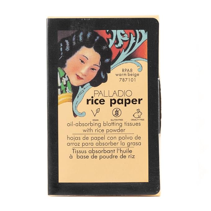 Palladio Face Blotting Tissue Sheets Made from Natural Rice Powder for Oily Skin, Oil Absorbing Paper, 2 Sided, Instant Results, Warm Beige, 40 Count