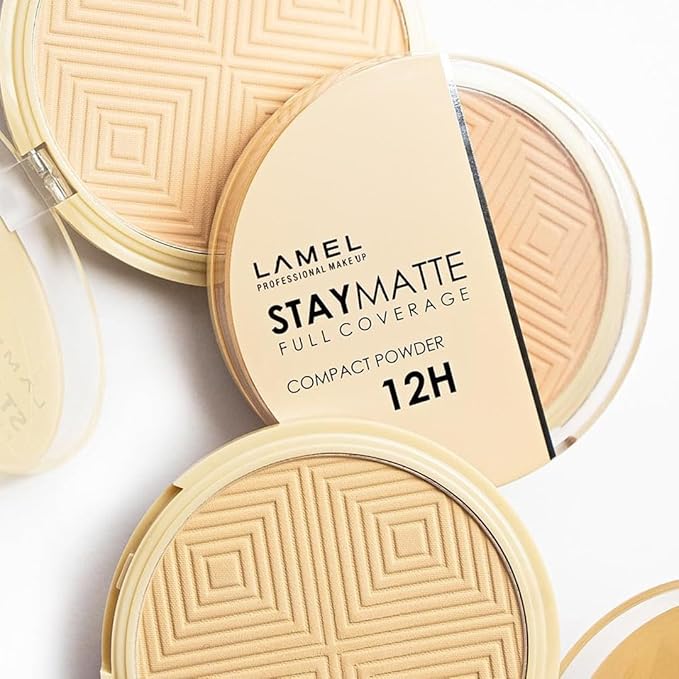 Lamel Stay Matte Compact Powder - Light Natural Coverage - Universal Neutral Undertone - Cruelty Free - Natural - N.403