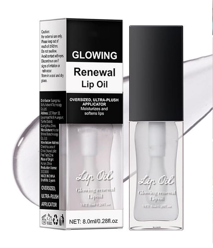 MAEPEOR Glowing Lip Oil 7 Colors Hydrating Lip Balm Nourishing Lip Care Lip Treatment Glossy Finish Non-sticky Moisturizing Lip Balm (02 Clear)