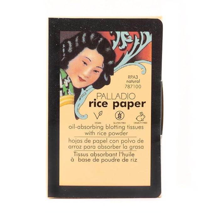 Palladio Rice Paper Facial Tissues for Oily Skin, Face Blotting Sheets Made from Natural Rice, Oil Absorbing Paper with Rice Powder, 2 Sided, Instant Results, Natural, 40 Count, Pack of 6