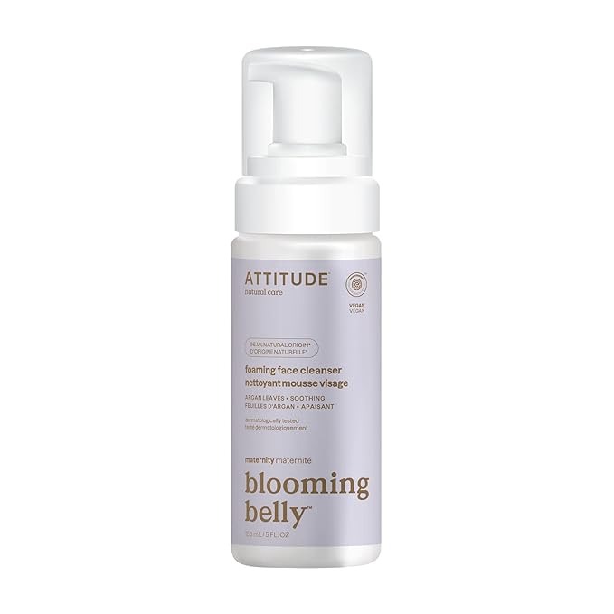 ATTITUDE Pregnancy Foaming Face Cleanser, EWG Verified, Dermatologically Tested, Plant and Mineral-Based, Vegan Maternity Products, Argan Leaf Extract, 5 Fl Oz