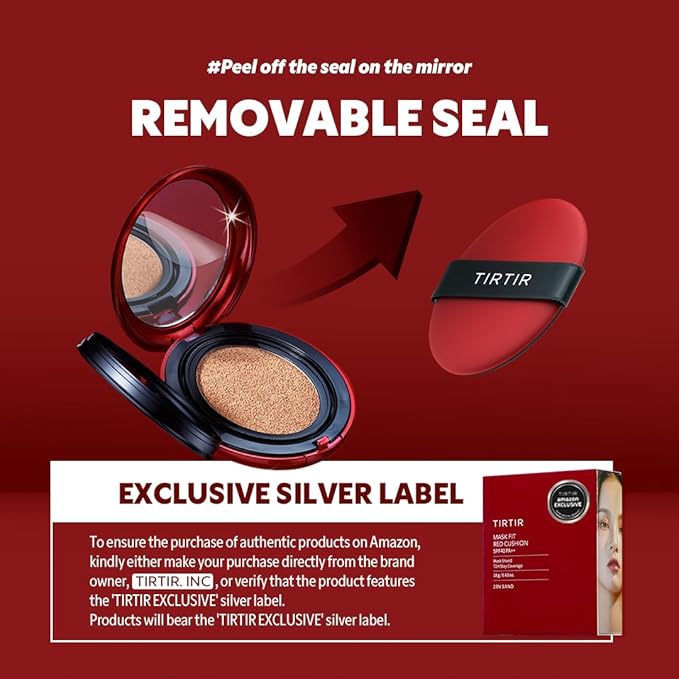 TIRTIR Mask Fit Red Cushion Foundation | Japan's No.1 Choice for Glass skin, Long-Lasting, Lightweight, Buildable Coverage, Semi-Matte (40N Cinnamon, 0.63 Fl Oz (Pack of 1))