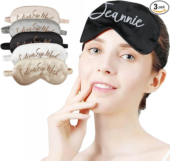 Personalized Sleep Mask for Women and Men with Photos,Text,Logo,Single-Sided Printing,Custom Adjustable Reusable Eye Mask,Mother's Day,Birthdays,Christmas,Valentine's Day Gift Pink
