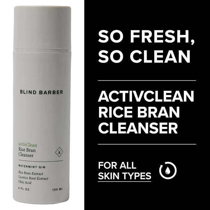 Blind Barber Regimen Skin Care Set - Face Scrub, Under Eye Cream, Supercharged Face Toner, Rice Bran Facial Cleanser & Hydrating Balm - 5 Mens Skin Care Products for Daily Use - (5 Count)