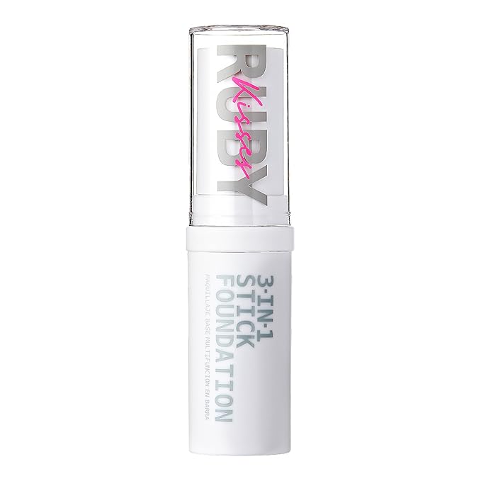 Ruby Kisses Natural Full Coverage 3-In-1 Stick Foundation. Easy to Apply, Hydrating, Lightweight, Long Lasting, Concealer and Contour Stick for Face Makeup (Honey Beige)