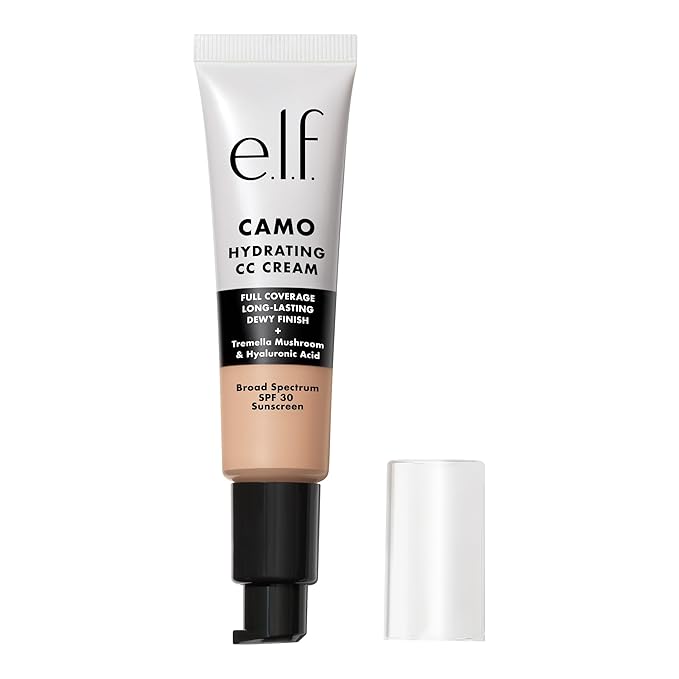 e.l.f. Hydrating Camo CC Cream, SPF 30, Color Correcting Full Coverage Foundation For A Dewy Finish, Vegan & Cruelty-Free, Light 205 N