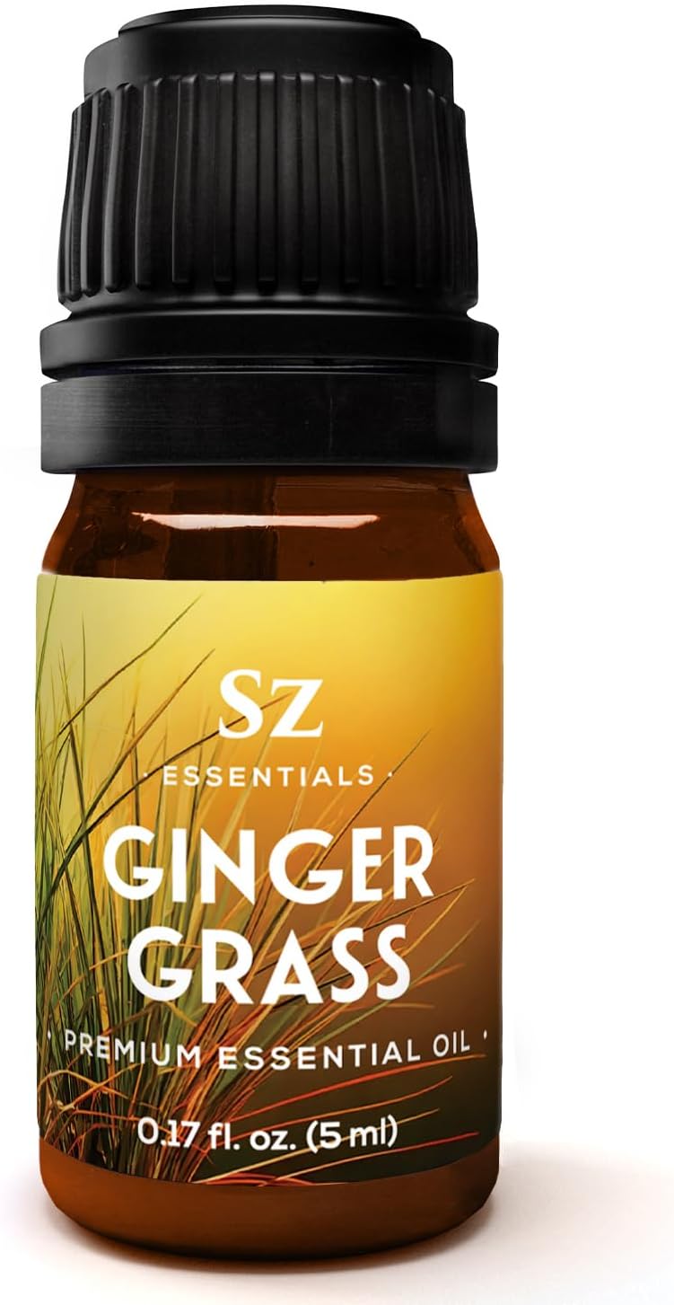 – Ginger Grass Essential Oil – 100% Pure & Undiluted (Cymbopogon martinii VAR. Sofia)– Fresh Citrusy Earthy Aroma – Aromatherapy, Perfumery, Skin Care – Therapeutic Grade - 1/6 oz. 5 mL