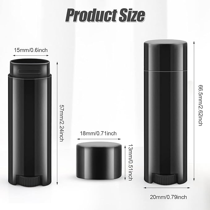 40 PCS 4.5g Oval Lip Balm Tubes Plastic Twist-up Filling Stick Refillable Lipstick Tube Containers for Chapstick Homemade Lip Balm DIY Deodorants Crayon (Black)
