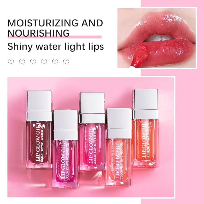 Yasovigi Hydrating Lip Oil Plumping Lip Tint Moisturizing Lip Gloss, Transparent Lip Balm Care Stick Nourishing Repairing Non-sticky, Moisture&Lighten Lip Lines (Transparent + Rosewood)