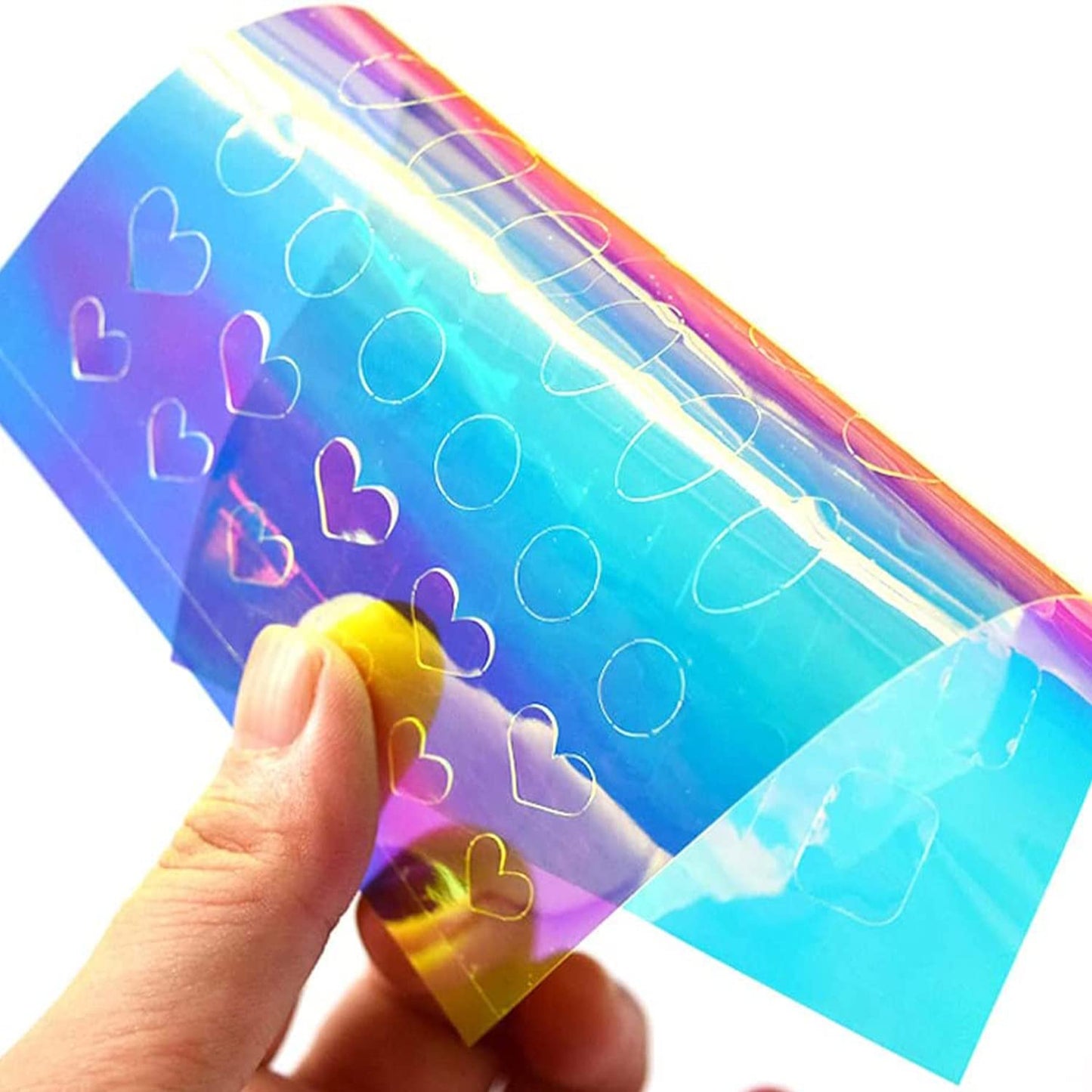 WOKOTO 11 Sheets Aurora Nail Foil Sheets for Women Nail Art, Broken Glass Paper Heart, Oval,and Block Shapes Holographic Nail Film ice-Like Stickers Laser Nail Decals DIY Nail Art Decoration