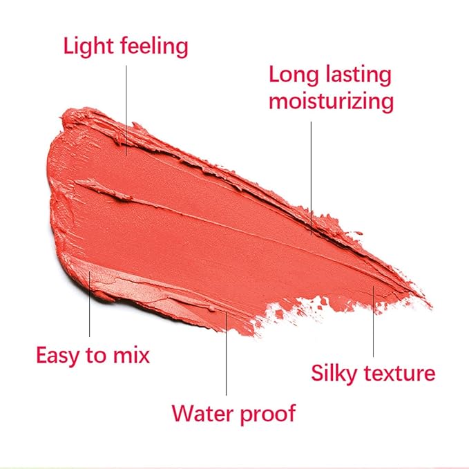 Multi-Use Makeup Blush Stick,Cream Blush Stick,Solid Moisturizer Stick,Waterproof Natural Nude Makeup,Tinted Solid Moisturizer Stick for Eyes Lips Cheek (3#Coral Orange)